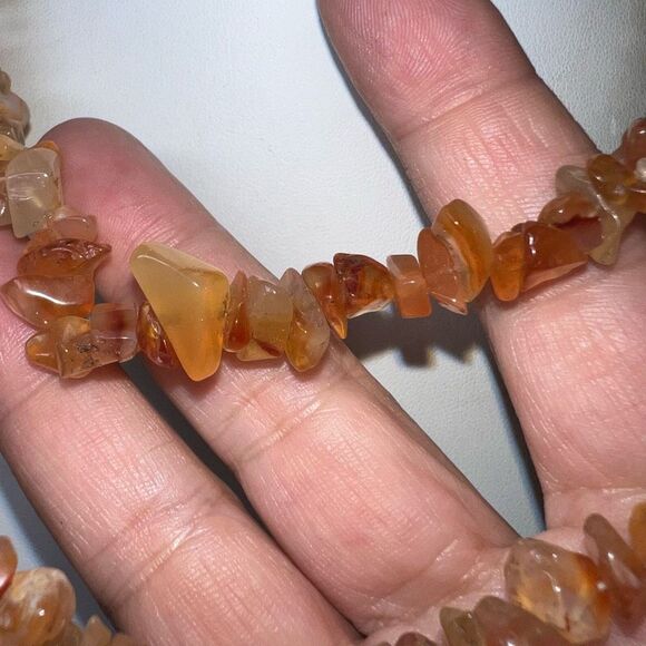 Chunky Orange Agate Boho Beaded Necklace - Picture 4 of 6